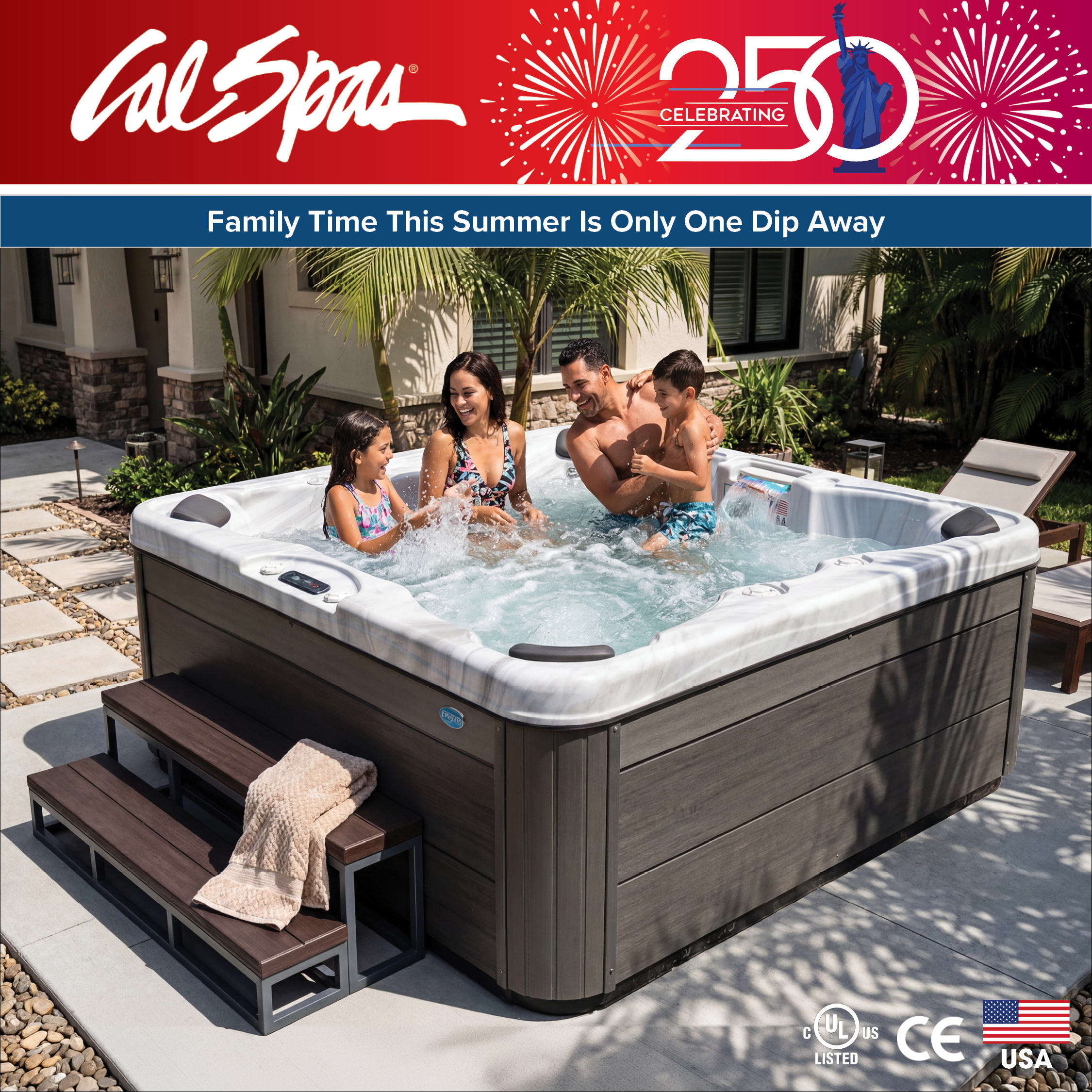 Calspas hot tub being used in a family setting - Lake Stevens